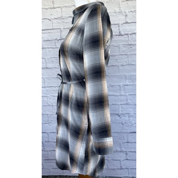 Patagonia Plaid Long Sleeve Dress - Gray and Tan - Picture 15 of 16